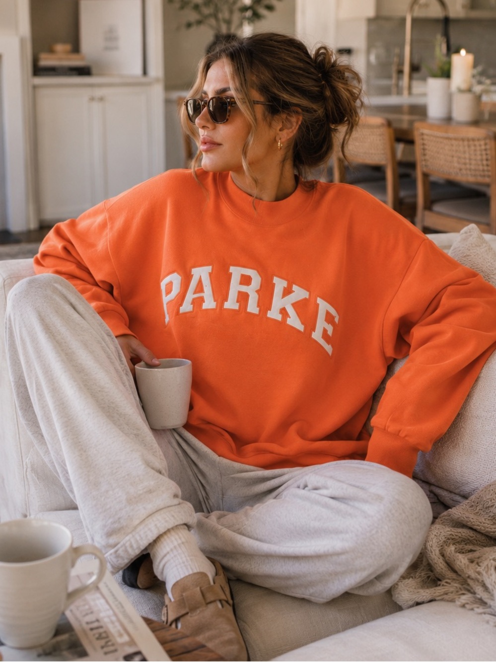 PARKE Creamsicle Orange Mockneck Heritage Sweatshirt Summerland 2025 Size S/M